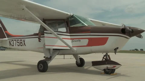 Airplane Pilot Exit Stock Footage 46483045