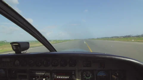 Airplane Pilot Takes Off. Inside View A Small Private Plane.,Tanzania Stock Footage 133068293