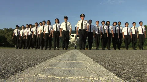 Airplane Pilots In Front Of Plane Stock Footage