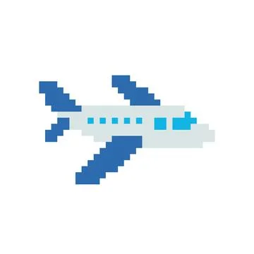 Airplane pixels. for 8 bit game assets. Cross stitch pattern Ilustração Stock