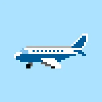 Airplane pixels. for 8 bit game assets. Stock Illustration