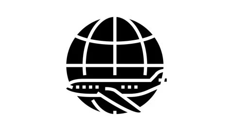 Airplane planet map location glyph icon animation Stock Footage 326151534