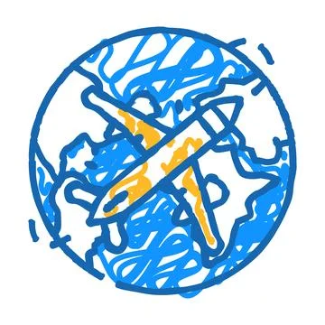 Airplane planet map location icon doodle illustration Illustrazione stock