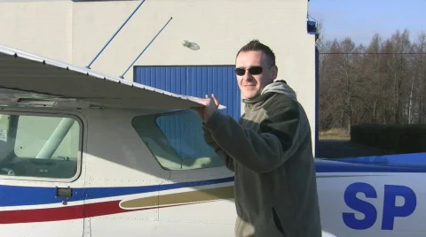 Airplane pre-flight check Stock Footage 573999