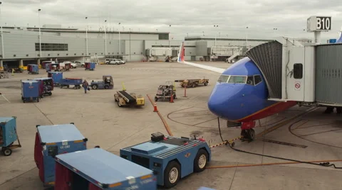 Airplane Preparation at Gate Stock Footage 46015054