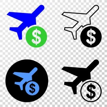 Airplane Price Vector EPS Icon with Contour Version Ilustración de archivo