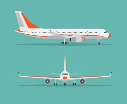 Airplane in profile, from the front view. Stock Illustration
