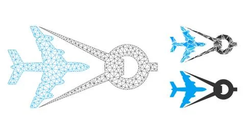 Airplane Project Vector Mesh Network Model and Triangle Mosaic Icon Stock Illustration