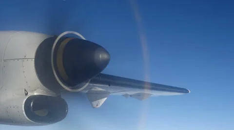 Airplane Propeller during flight in the sky Stock Footage 63948045