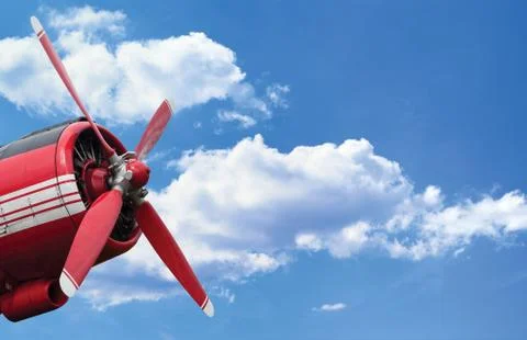 Airplane propeller engine on blue sky Stock-Fotos