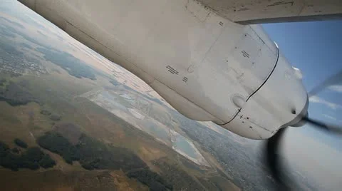 Airplane propeller in flight Stock Footage 12428496