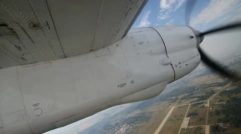 Airplane propeller in flight Stock Footage 12428499
