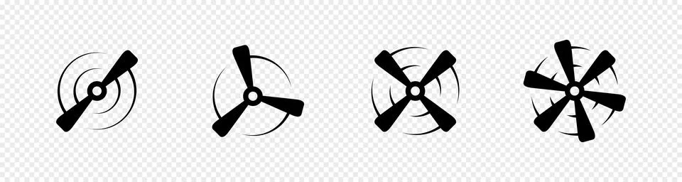 Airplane propellers with motion circle effect. Vector silhouette rotor design Stock Illustration