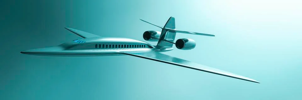 Airplane prototype furrowing the sky Stock Illustration
