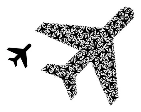 Airplane Recursion Composition of Airplane Icons Stock Illustration