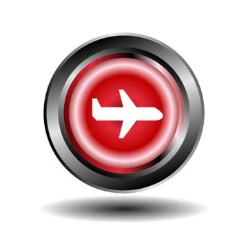 Airplane red circle web glossy icon Ilustración de archivo