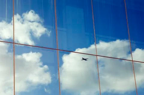 Airplane reflection Stock Photos