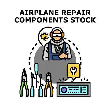Airplane repair components stock vector illustration Stock Illustration