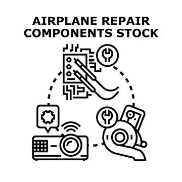 Airplane repair components stock vector concept 库存插图
