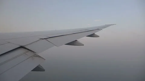 Airplane Right Wing View from Window Stock Footage 66385951
