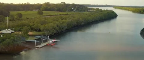 Airplane on river Stock Footage 154799615