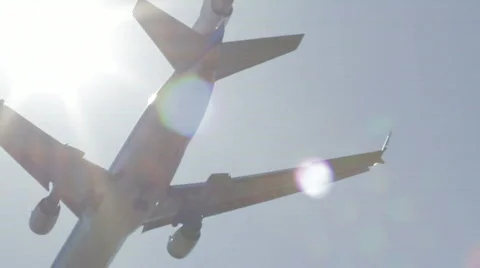 Airplane Roars Overhead HD Stock Footage 701365