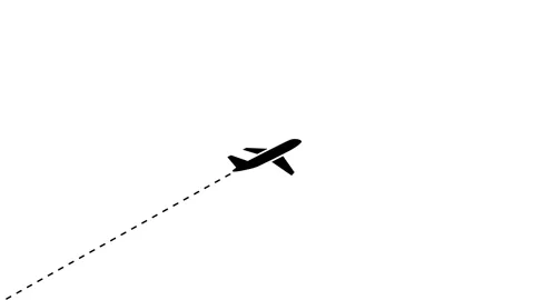 Airplane route destination path animation isolated on white background Stock-Footage 342390748