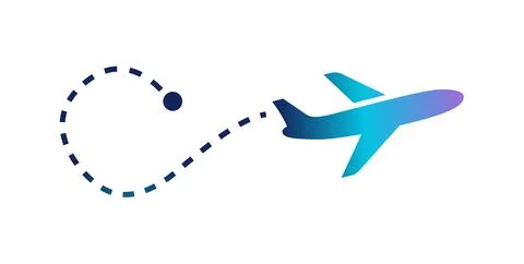 Airplane route icon with flight path and travel destination Stock Illustration