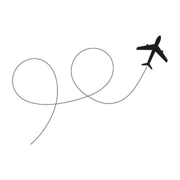 Airplane route in line path. Stock Illustration