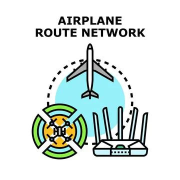 Airplane route network global connection concept flying Stock Illustration