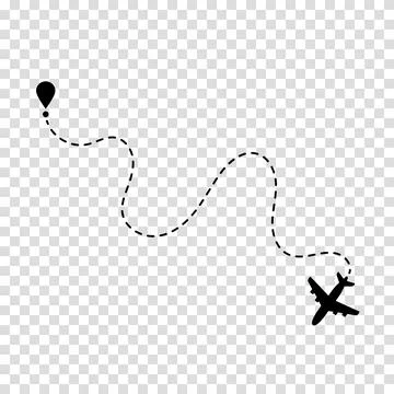 Airplane route plane path. Travel concept. Dotted path airplane. Aircraft t.. Stock Illustration