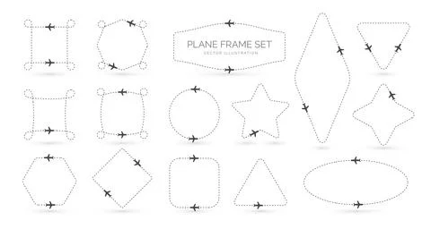 Airplane route vector creative simple borders set 스톡 일러스트