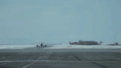 Airplane on the runway Stock Footage 73354317