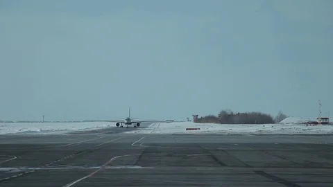 Airplane on the runway Stock Footage 73354461