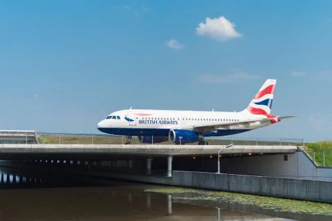 Airplane on runway Stock Photos