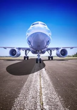 Airplane on a runway 스톡 사진