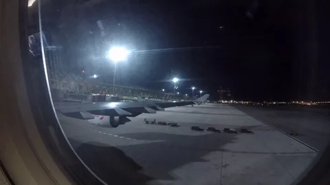 Airplane On Runway Pulling Away POV Window Stock Footage 83826057