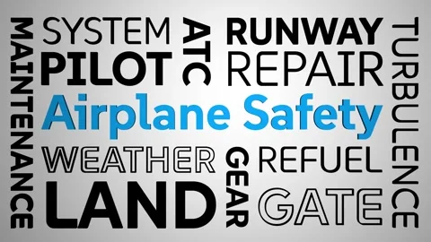 Airplane safety. Dynamic word cloud featuring text terms. 스톡 동영상 302844402