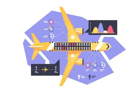 Airplane with schemes of flight Stock Illustration