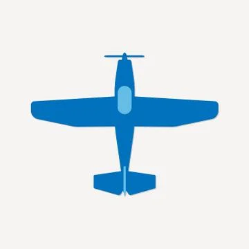 Airplane with screw. Flat icon. Vector plane silhouette. Ilustração Stock