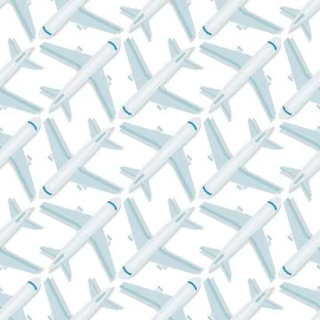 Airplane seamless pattern background aircraft transportation travel way design Stock Illustration