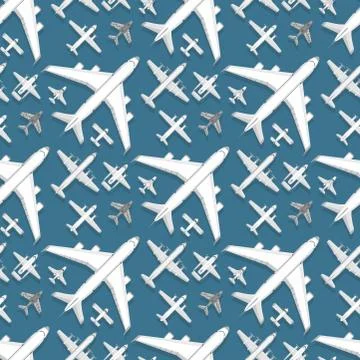 Airplane seamless pattern background vector illustration top view plane and 스톡 일러스트