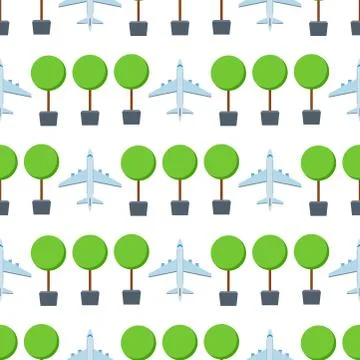Airplane seamless pattern background vector illustration top view plane and Illustrazione stock