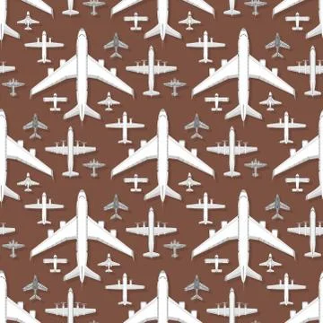 Airplane seamless pattern background vector illustration top view plane and Stock Illustration