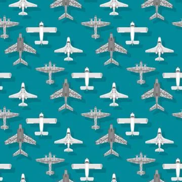 Airplane seamless pattern background vector illustration top view plane and Stock Illustration