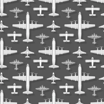 Airplane seamless pattern background vector illustration top view plane and Stock Illustration
