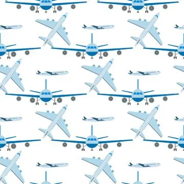 Airplane seamless pattern background vector illustration top view plane and Stock Illustration