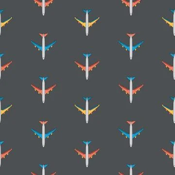 Airplane Seamless Pattern on Background Vector Illustration Stock Illustration