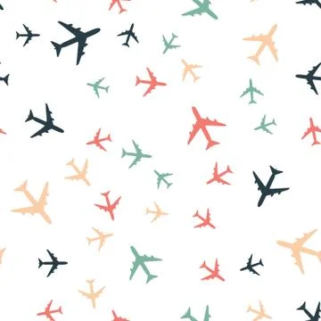 Airplane Seamless Pattern Background Vector Illustration. EPS10 Stock Illustration