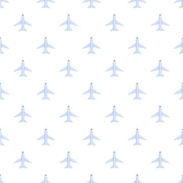 Airplane seamless pattern representing global travel and aviation Stock Illustration